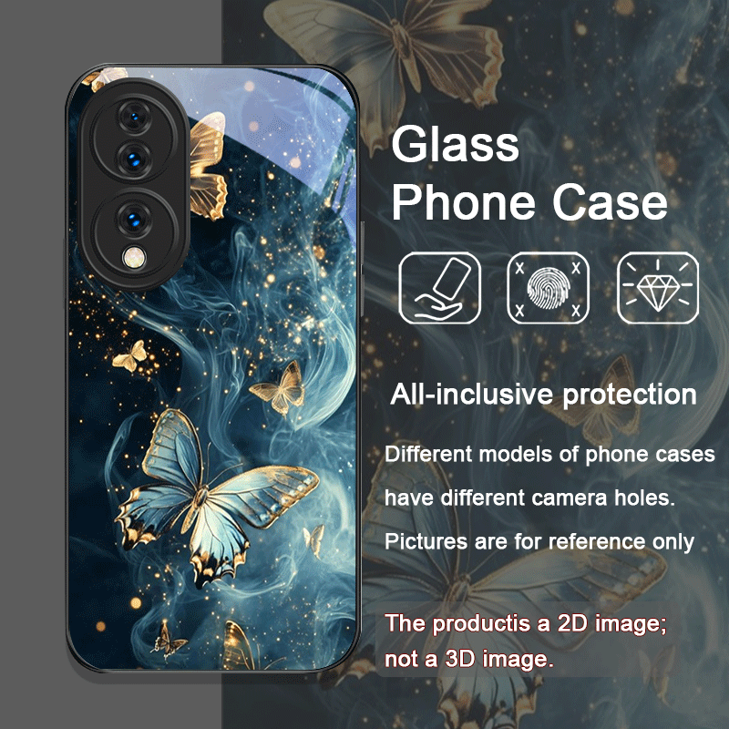 豪華な青い蝶のアートプリント入り強化ガラス製スマホケース H - Huawei Mate 60 のレビューと価格