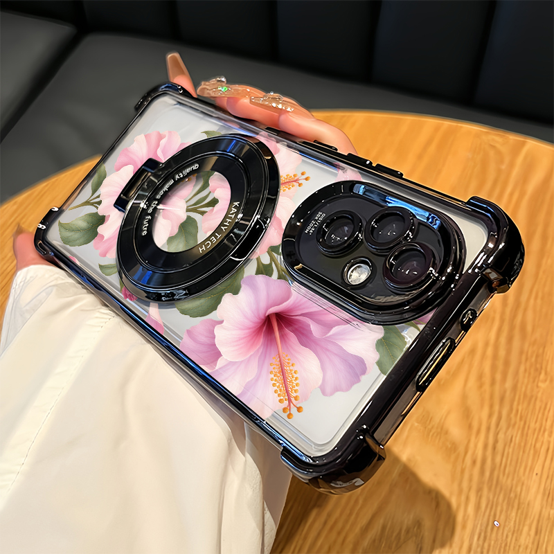 ピンクのハイビスカスの花柄のスマートフォンケース。OPPO  - Oppo A78 のレビューと価格