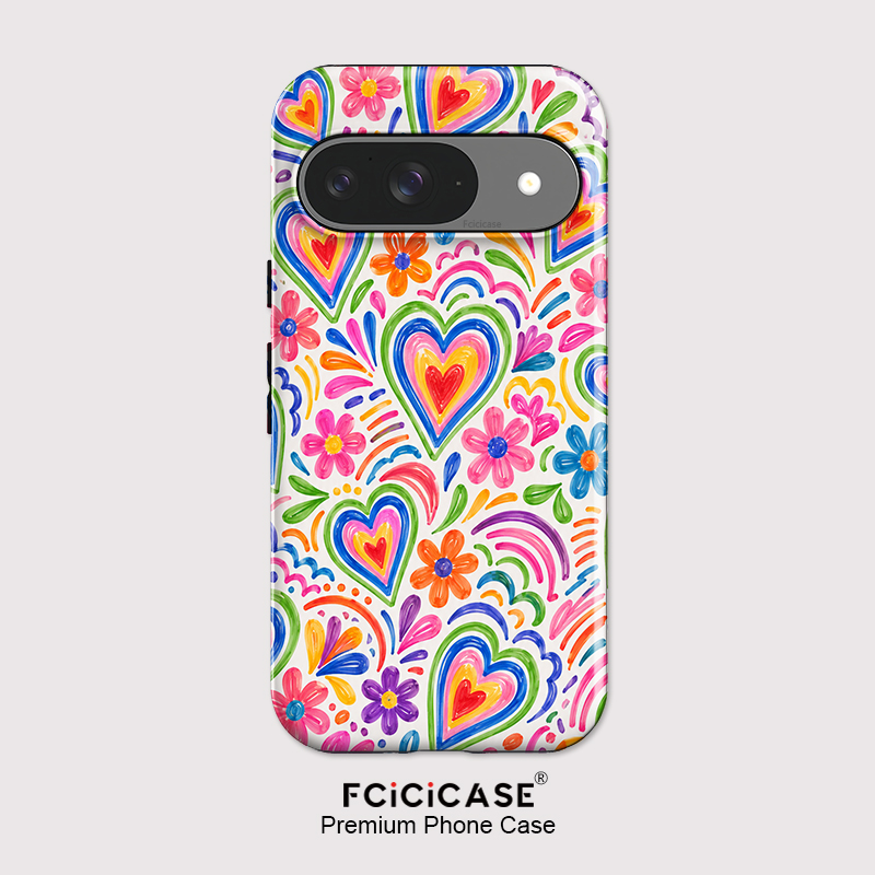 Fcicicase ピクセル10A用 ラブハートフラワー柄ス - Google Pixel 9 のレビューと価格