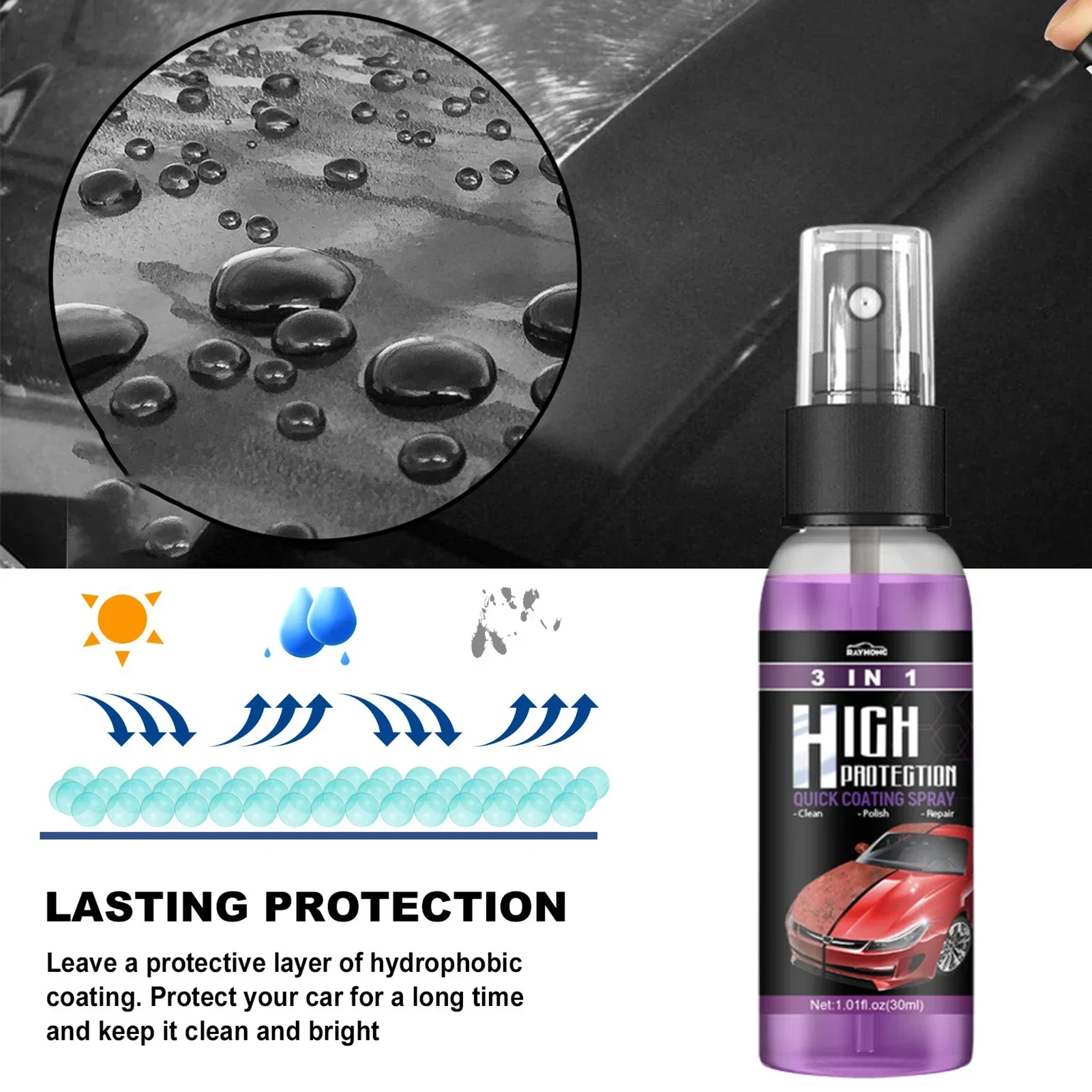 3 in 1 カーセラミック液体コーティングスプレー ナノク - Nano Liquid Coating のレビューと価格