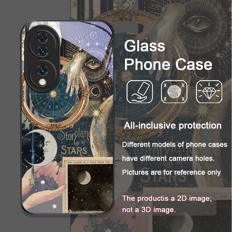 星座の太陽、月、星が描かれた強化ガラス製スマホケース Hua - Huawei Mate 60 のレビューと価格